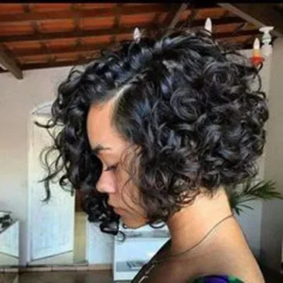 Short Curly Black Wigs for Women Synthetic Natural Wavy Costume Cosplay Party Wig