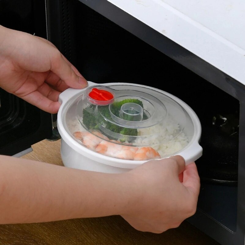 Microwave Heatable Insulation Bowl with Leakproof Cover Thickened Plastic Soup Bowl Portable Household Lunch Box