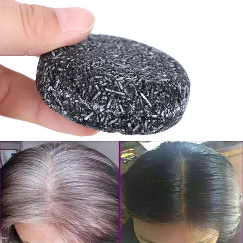 1pc 60g Soap Hair Darkening Shampoo Bar Repair Gray White Hair Color Dye Face Hair Body Shampoo Natural Organic Hair Conditioner