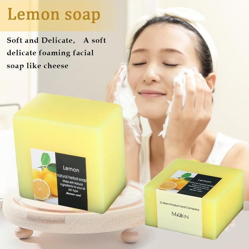 100g Natural Lemon Soap Face Cleanser Oil Control Deep Skin Soap Shower Whitening Care Body Cleaning D3d6