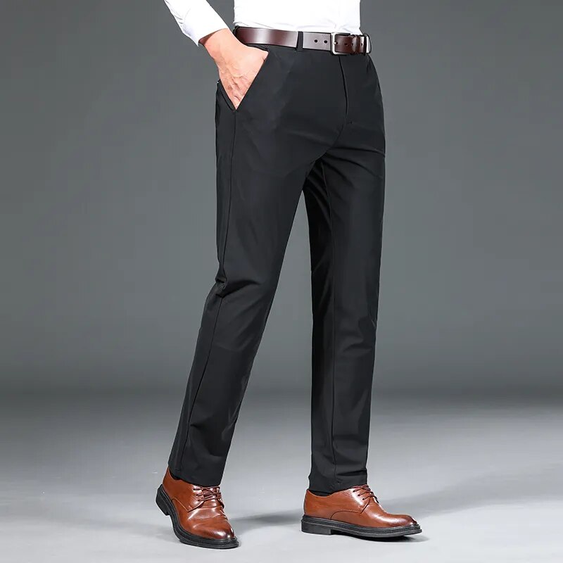 New Mens Business High-quality Casual Elegant Elasticity Pants Cotton Soft  Slacks Male Trousers Suit