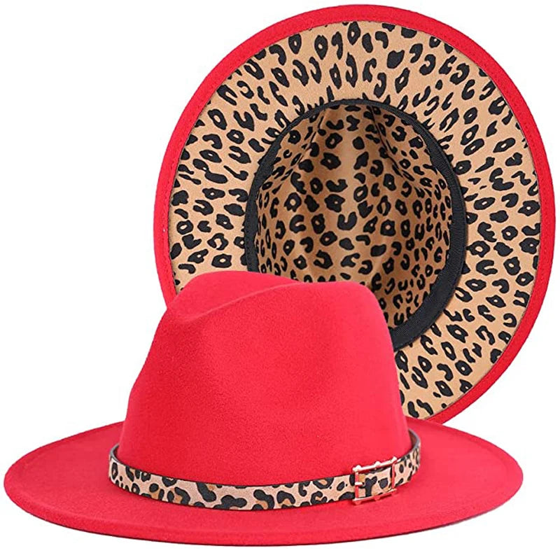 Two Tone Fedoras Jazz Hats Cowboy Hats for Women and Men Leopard Bottom Wool Felt Party Church Dresses Hat Wholesale шапка