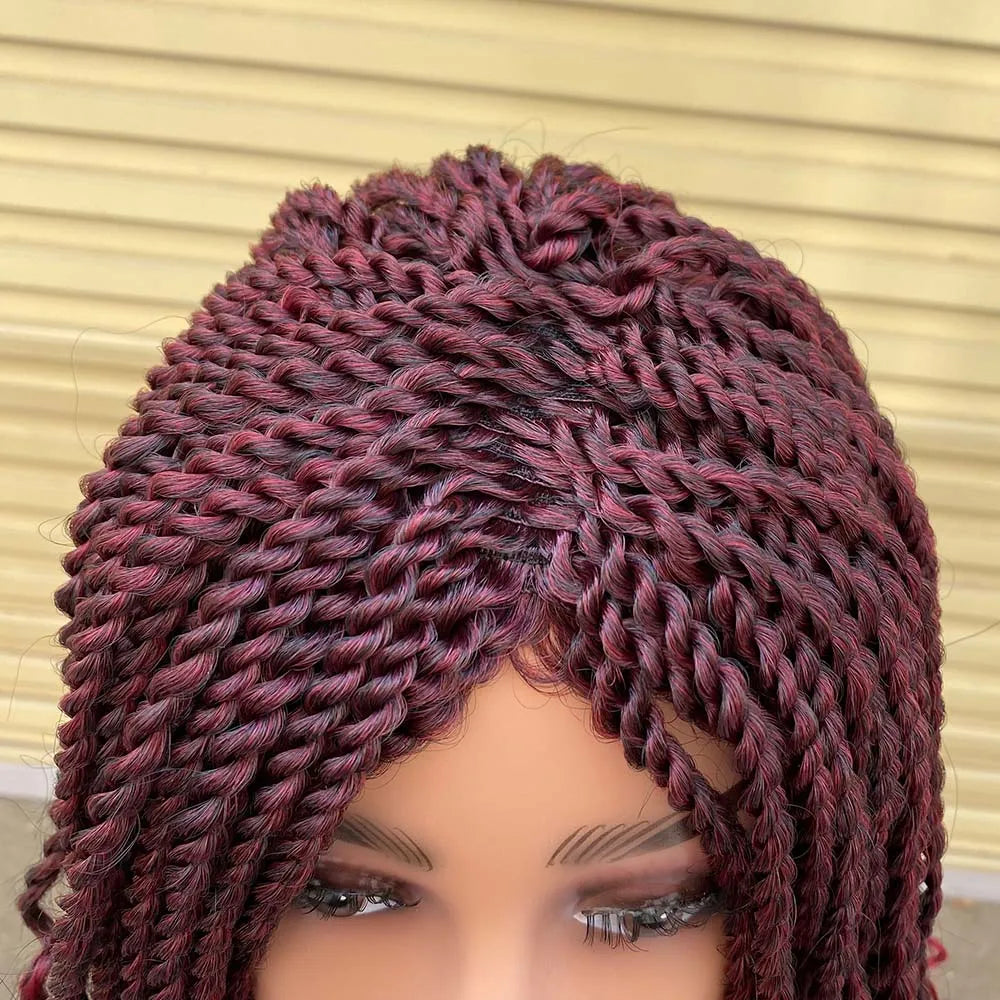 Box Braided Wigs For Black Women Crochet Hair 2 Twist Ombre Bug African Synthetic Short Bob Braiding Hair Wig Extensions Hair