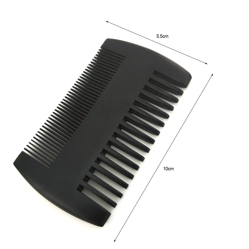 Wood Beard Kit Beard Brush Set Double-Sided Styling Comb Repair Modeling Cleaning Care Kit for Men