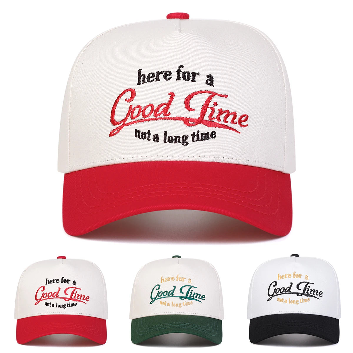 Unisex GOOD TIME Letter Embroidery Baseball Caps Outdoor Adjustable Spring and Autumn Casual Sunscreen Hat