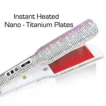 Rhinestone Flat Iron Titanium Hair Straightener Dual Voltage Iron Professional Hair Tools LCD Display 2 Inch Plate Irons