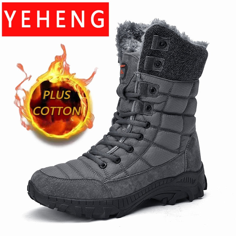 Men Winter Snow Boots Super Warm Men Hiking Boots High Quality Waterproof Leather High Top Big Size Men's Boots Outdoor Sneakers