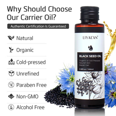 100ml Black Cumin Seed Oil For Hair Growth Thicken Hair Cold Pressed Liquid Nourish Nail Skin Anti-oxidant Body Massage