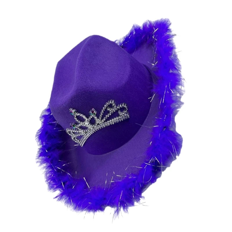 MXMB Female Cowgirl Hat Bridal Shower Cap Wide Brimmed Cap Bridesmaid Headwear