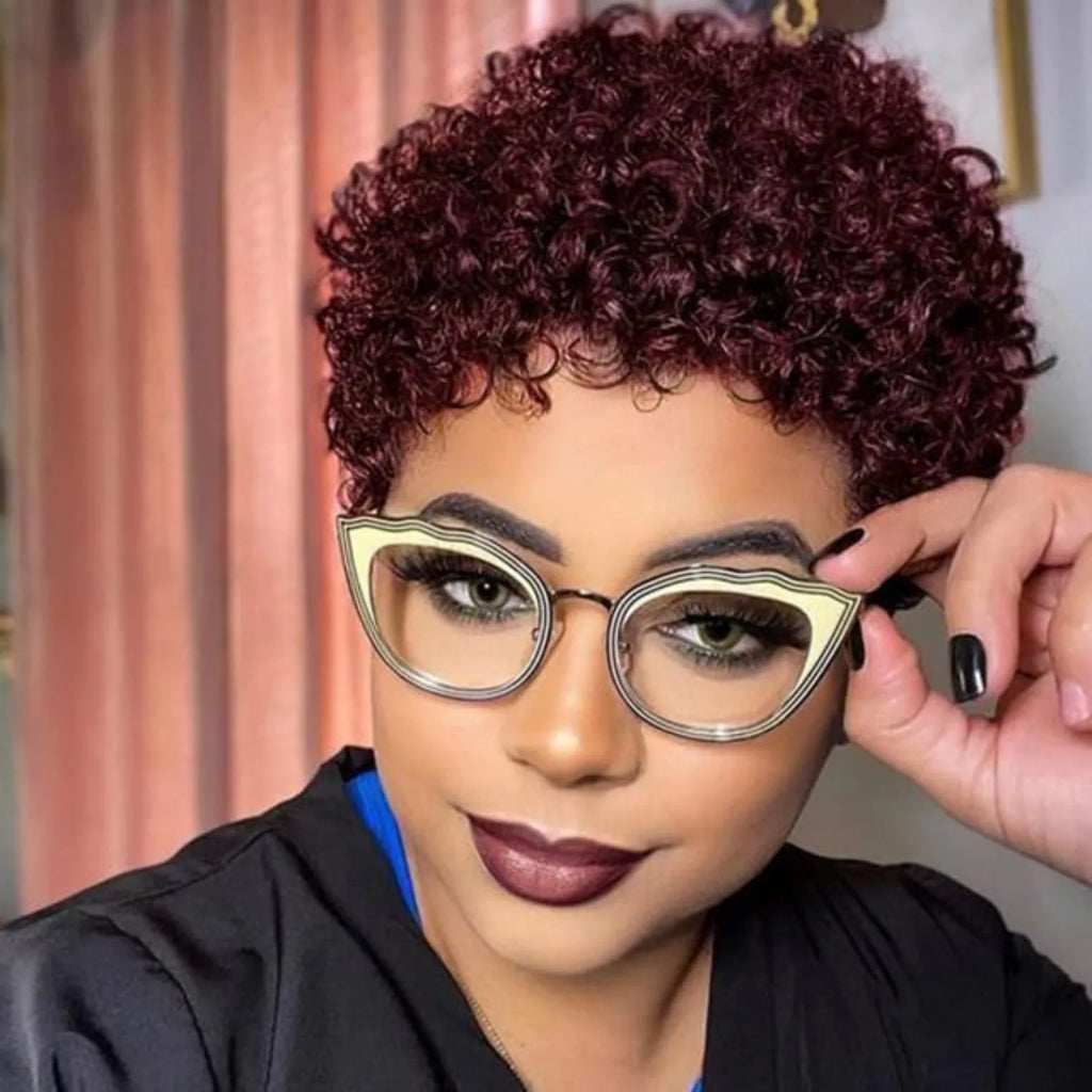 Short Curly Human Hair Wigs for Women Machine Made Wigs Kinky Curly Wigs for Daily Use