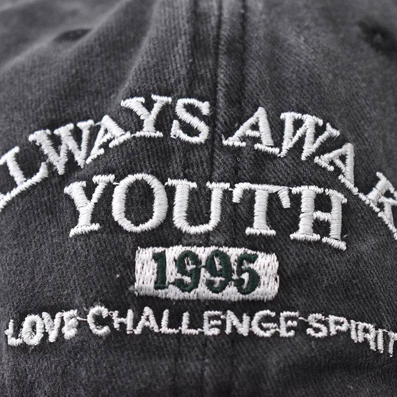 Unisex Washed Cotton Caps Letter Embroidery Vintage Baseball Cap Men Women Adjustable Casual Outdoor Streetwear Sports Sun Hats