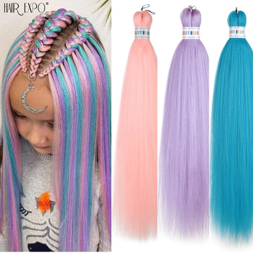 26Inch Easy Braids Hair Synthetic Colourful Pre Stretched Braiding Hair Extensions Jumbo Braids Ombre Yaki Long Straight Hair