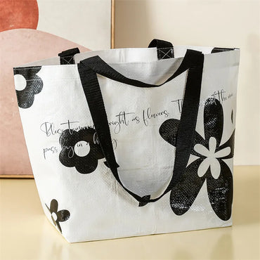 Foldable PP Woven Shopper Bag Reusable Convenient Eco Tote Bag Supermarket Shopping Vegetable Grocery Storage Handbag for Women