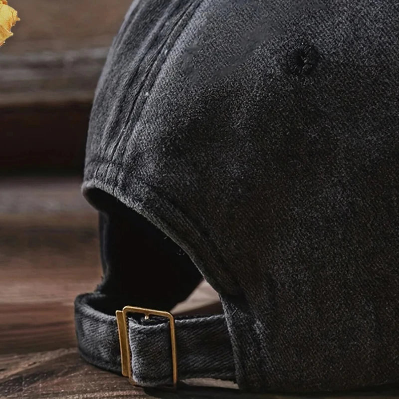 Fashionable Versatile Washed Letters Solid Color Embroidered Baseball Cap for Men Wide Brimmed Casual Sports Cap for Women