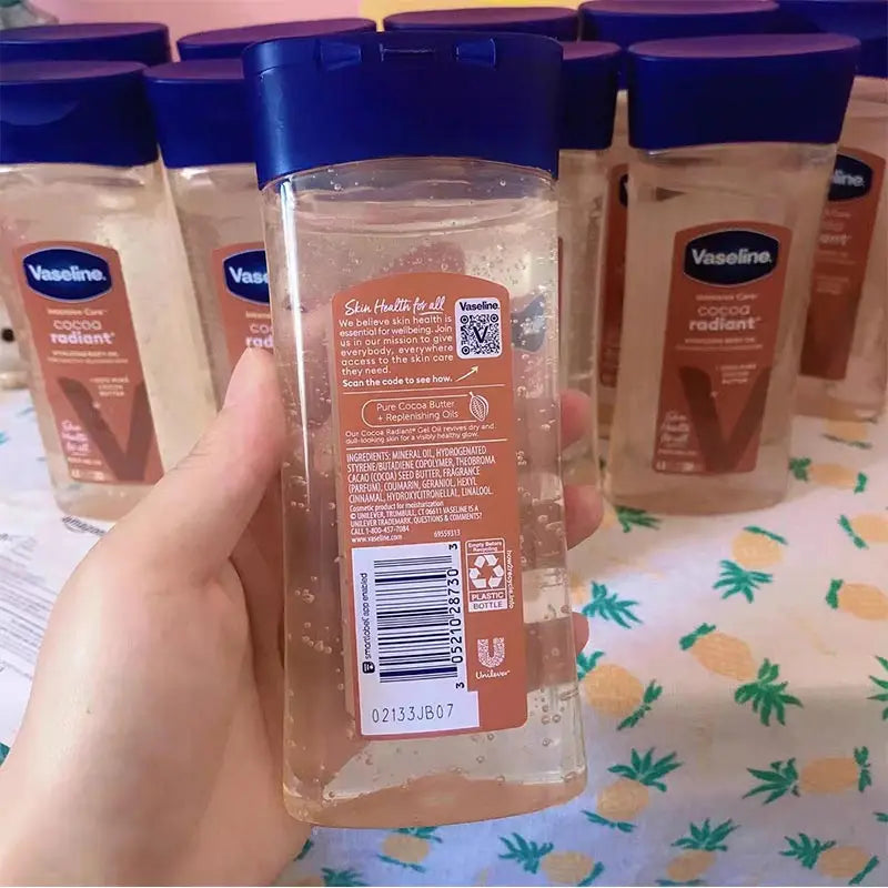 200ml Vaseline Cocoa Radiant Body Oil Smooth Skin Aloe Vera Extract Vitamin C Essential Oil Moisturizing Cocoa Bean Skin Care