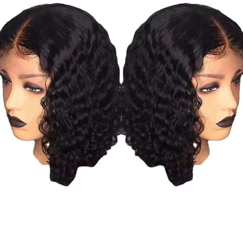 European and American fashion wigs, women's front lace headband wigs, gradually changing color in the middle, African short curl