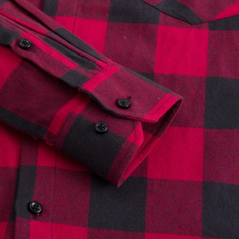 New Autumn Winter Plaid Red Checkered Shirt Men Shirts Long Sleeve Chemise Homme Cotton Male Check Shirts