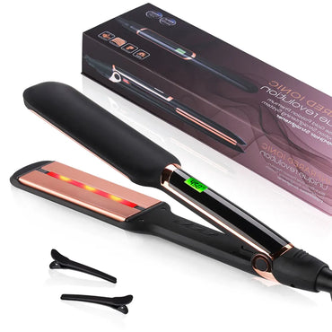 Infrared Hair Straightener Professional Ionic Ceramic Tourmaline Plates MCH 30s Fast Heating 2 In 1 Curler Keratin Flat Iron