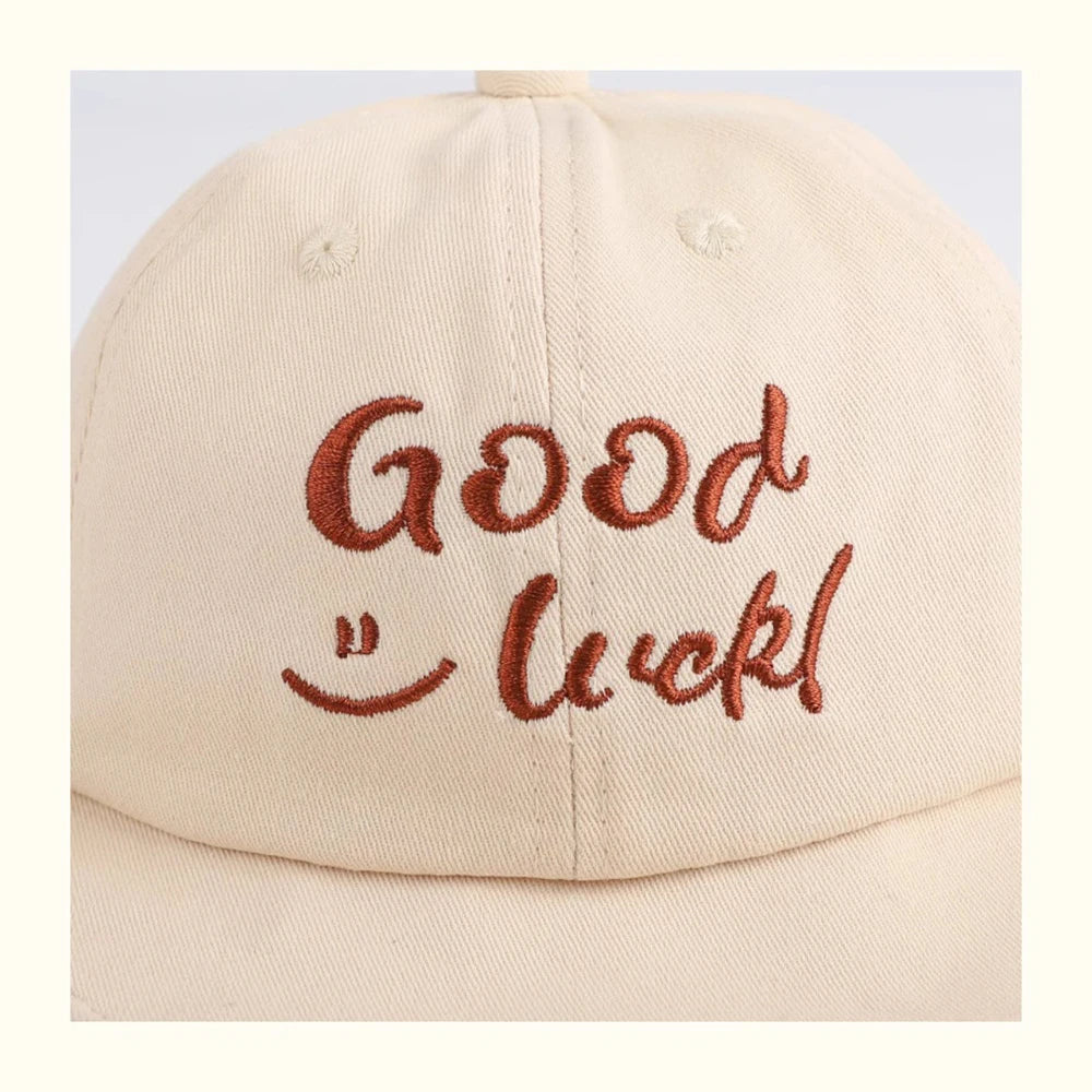 Letter Baby Baseball Hat Good Luck Duck Tongue Cap Cotton Children Sun Visors Toddler Bonnet Boy Girl Cap For Kids 5-24 Month
