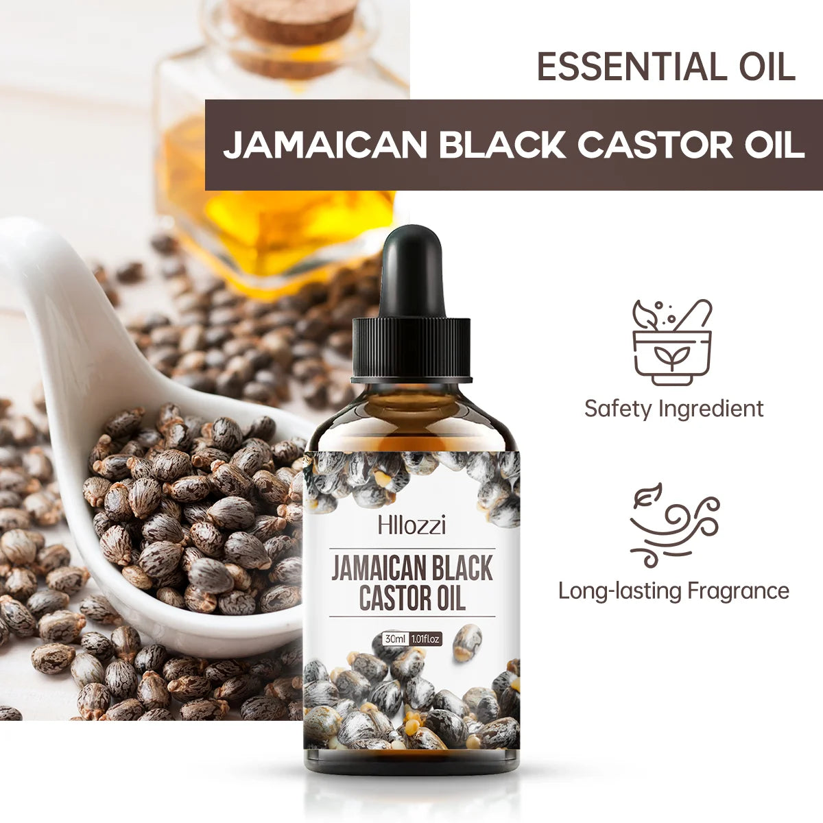 Black castor essential oil, pure essential oil, can protect hair and skin, prevent hair and scalp from drying out, repair dry