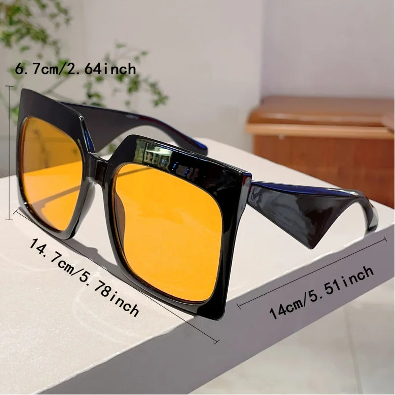1pc Women Full Frame Square Shaped Sunglasses Fashionable Oversize Leopard Print Gradient Shades Stylish Multicolor