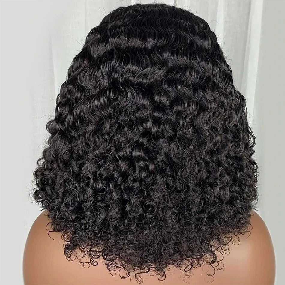 Kinky Curly Bob Wig T Part Lace Front Human Hair Wig For Women PrePlucked Short Bob Wigs  Transparent Deep Lace Frontal Wig