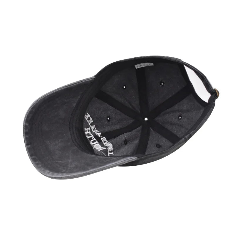 Unisex Washed Cotton Caps Letter Embroidery Vintage Baseball Cap Men Women Adjustable Casual Outdoor Streetwear Sports Sun Hats