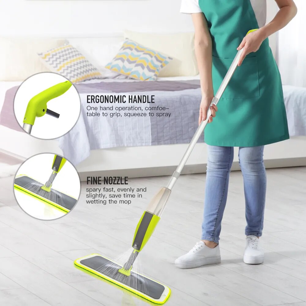 Spray Mop Broom Set Magic Flat Mops for Floor Home Cleaning Tool Brooms Household with Reusable Microfiber Pads Rotating Mop