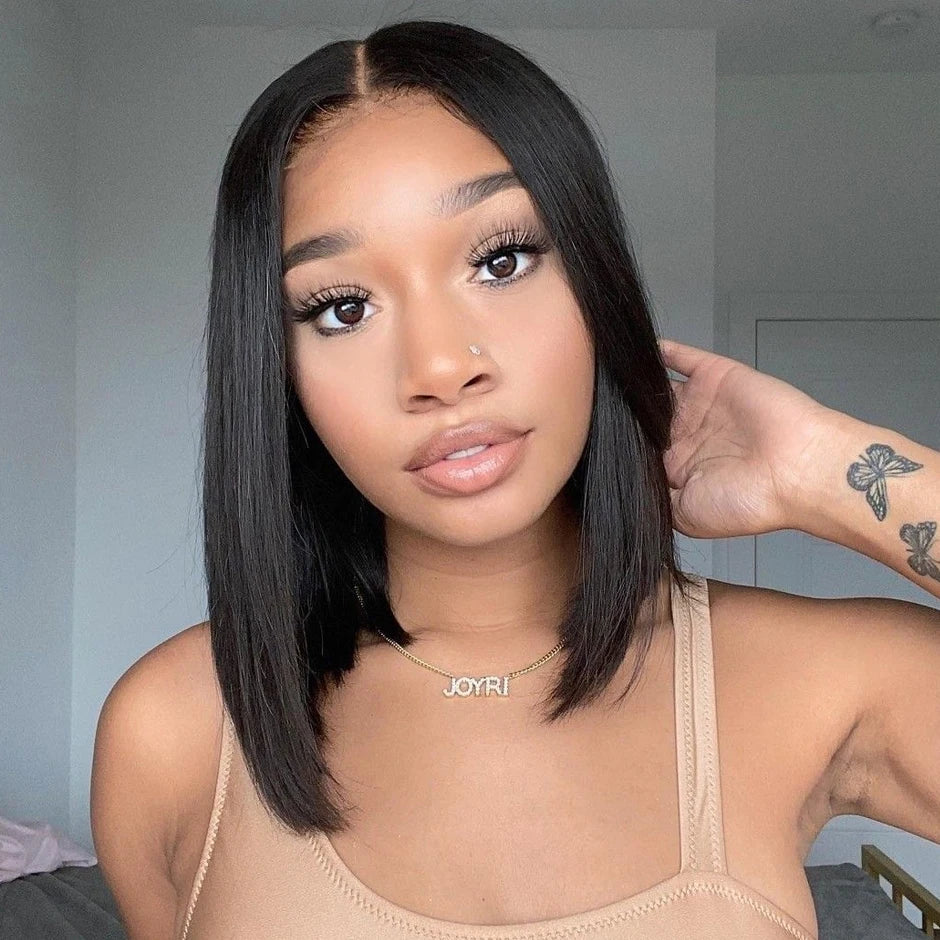 Glueless Wig Straight Bob Lace Closure Wigs For Women Glueless Lace Wigs Human Hair Pre-Cut Lace Wear And Go Wig