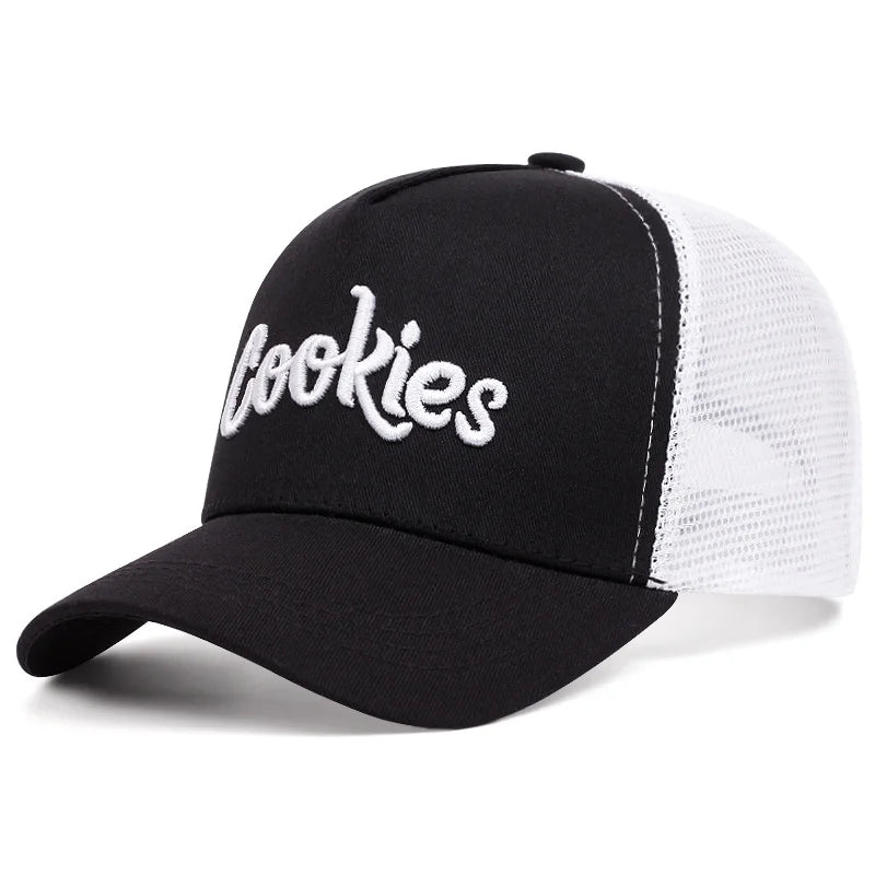 Cookies Embroidered baseball cap Outdoor sports mesh cap Summer shade breathable mesh cap trends go with everything