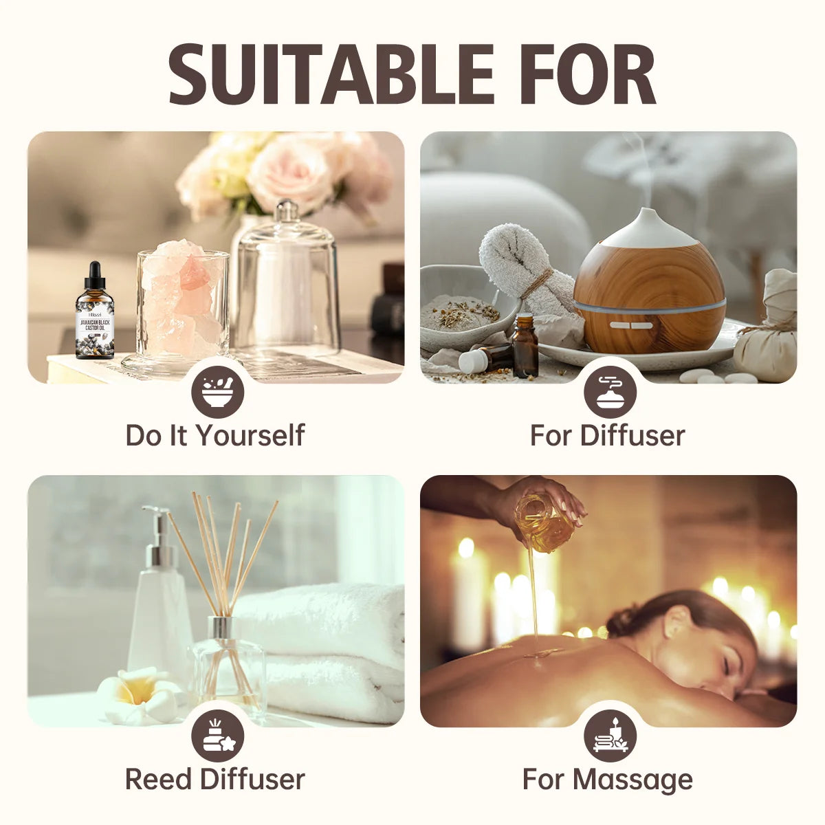 Black castor essential oil, pure essential oil, can protect hair and skin, prevent hair and scalp from drying out, repair dry