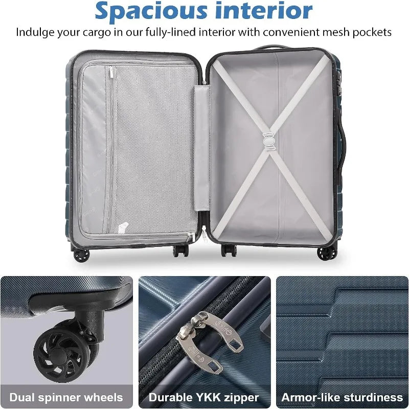 Luggage Expandable Suitcase set PC ABS TSA Lock Spinner Carry on 3 Piece Sets