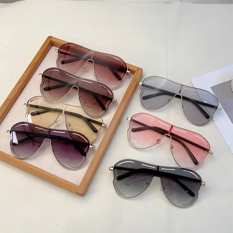 Oversized One-Piece Sunglasses Women Big Frame 2025 Luxury Brand Vintage Special-Shaped Sun Glasses For Ladies Goggles UV400