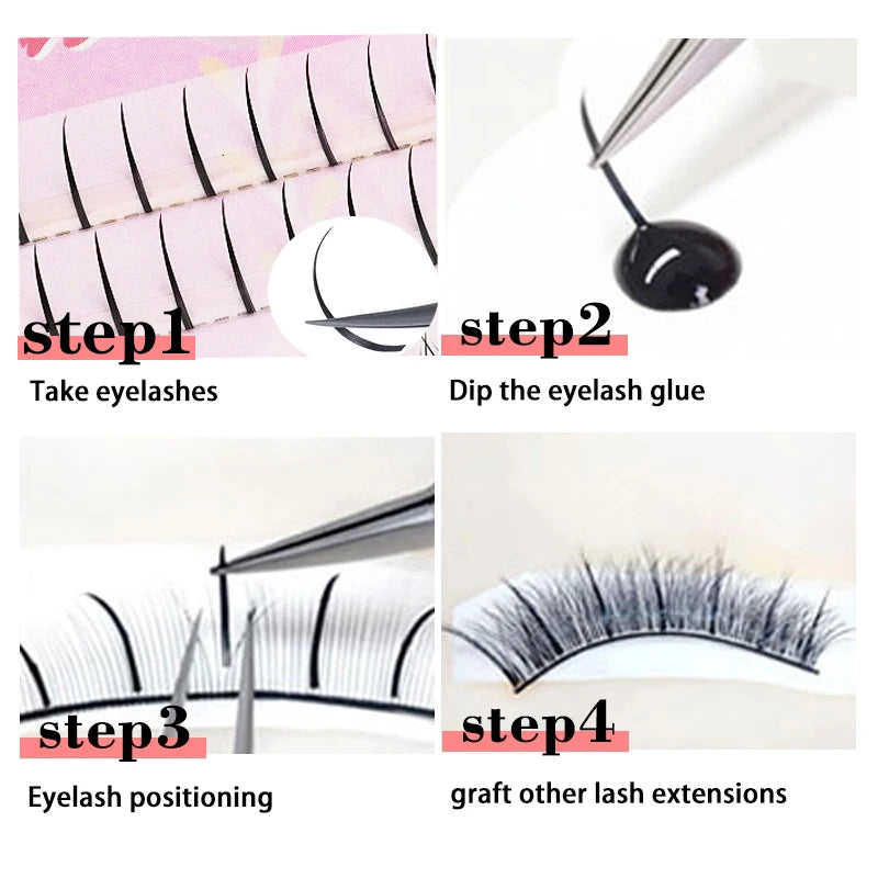 Anlinnet Fishtail + A-type Mixed Hair Five Rows Mixed Natural False Eyelashes Self-Grafting Single Cluster Eyelashes Eye Lash Fa