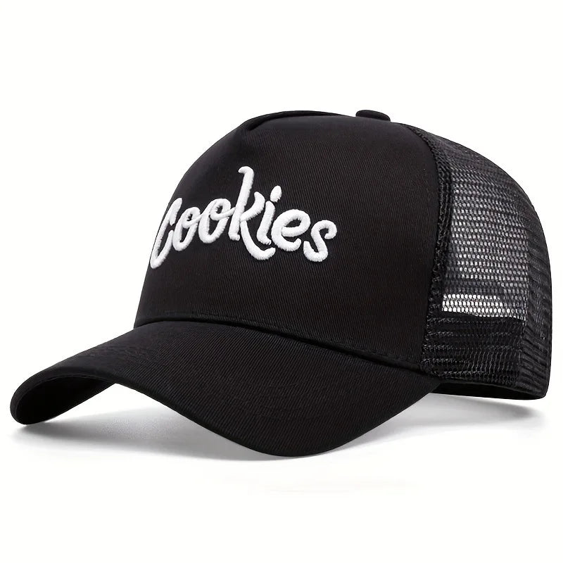 Cookies Embroidered baseball cap Outdoor sports mesh cap Summer shade breathable mesh cap trends go with everything