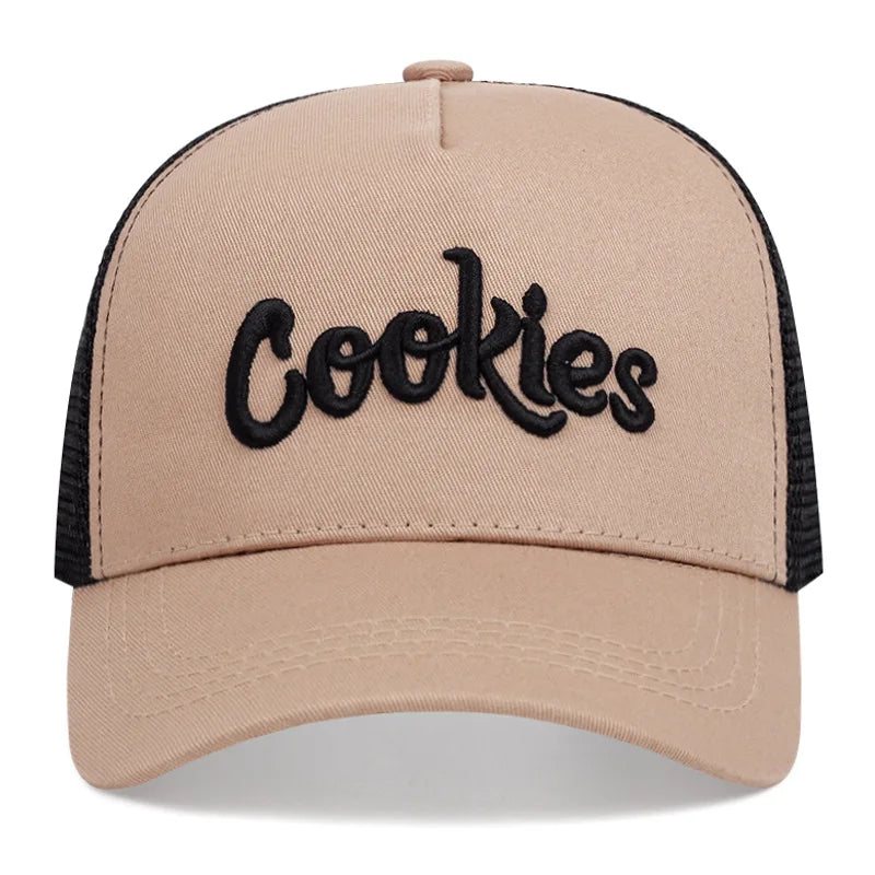 Cookies Embroidered baseball cap Outdoor sports mesh cap Summer shade breathable mesh cap trends go with everything