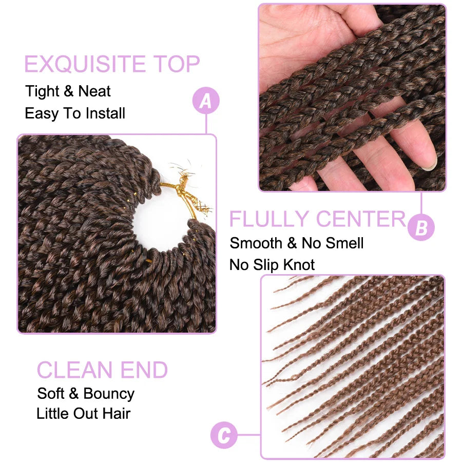 Alitomo Ombre Box Braids Crochet Hair 22Strands Synthetic Crotchet Box Braid Pre-Looped Braiding Hair Extensions for Black Women