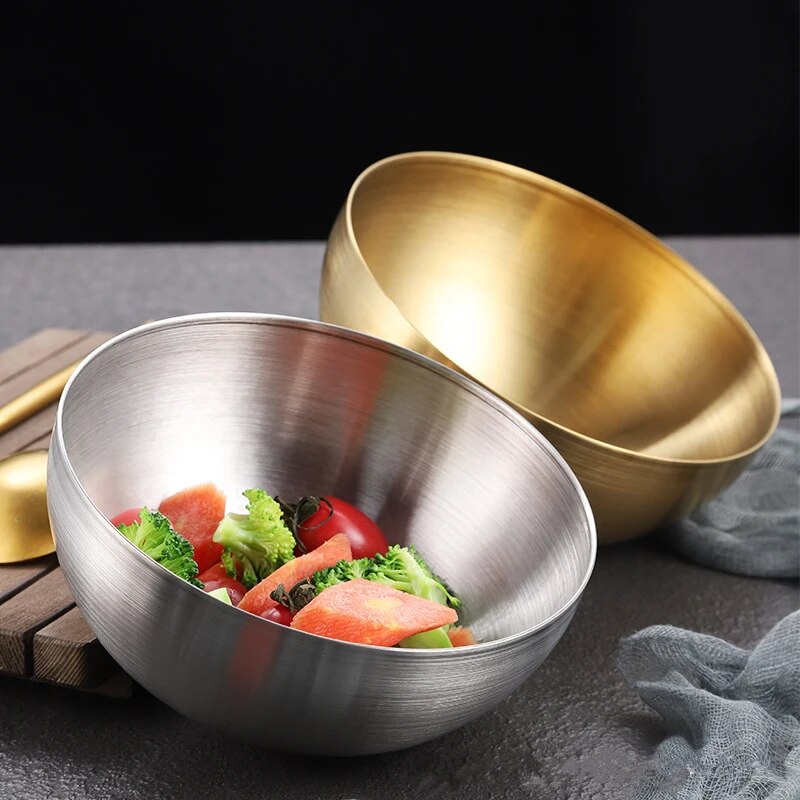 Large Capacity Stainless Steel Metal Fruit Salad Bowls Soup Rice Noodle Ramen Bowl Kitchen Tableware Utensils Food Container