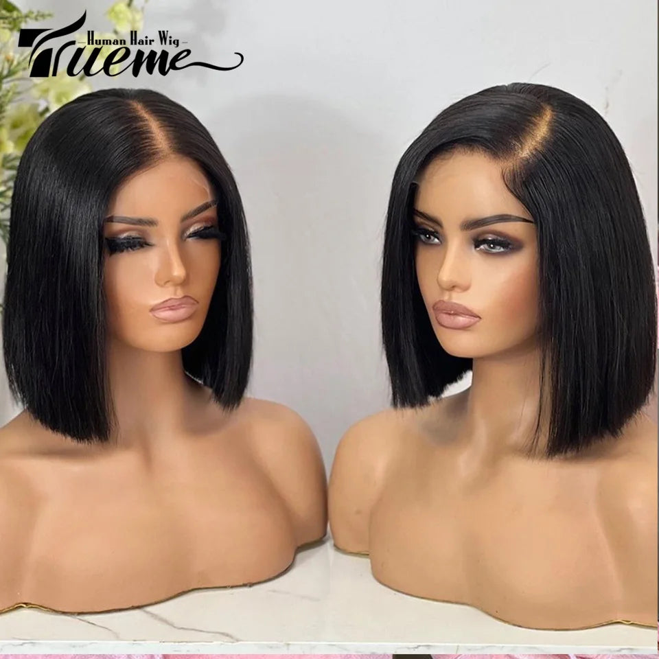 Short Bob Human Hair Wigs Bone Straight 4X4 Closure Wig Glueless 13x4 Pre Plucked Transparent Lace Frontal Human Hair Wigs