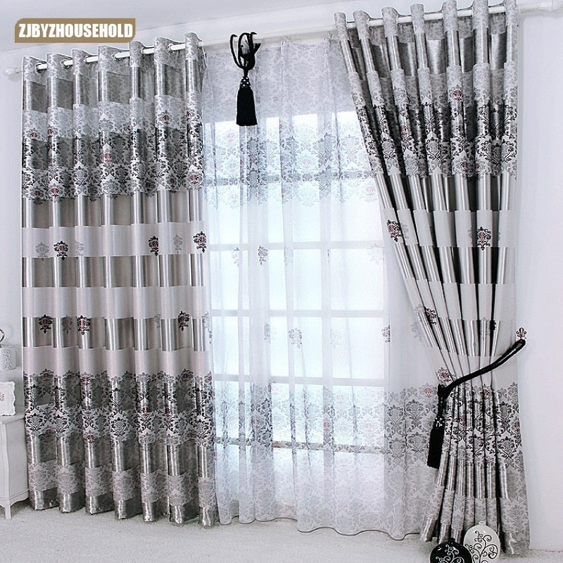 1 pc New Curtains for Windows Drapes European Modern Elegant Noble Printing Shade Curtain For Living Room Bedroom