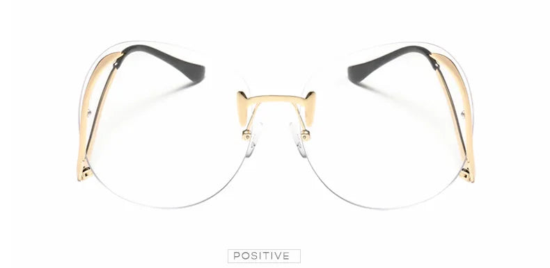 Oversized Rimless Gradient Sunglasses Women Brand Designer Round Sun Glasses Shades Female Big Frames Visor Glasses UV400