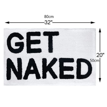 Inyahome Get Naked Bath Mat Bathroom Rugs for Bathtub Mat Cute Bath Rugs for Apartment Decor Tufted Gray and White Shower Mat