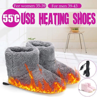 Super Soft Winter Warm Snow Boots USB Charging Washable Comfortable Plush Electric Heated Shoes Foot Warmer Gift for Women Men