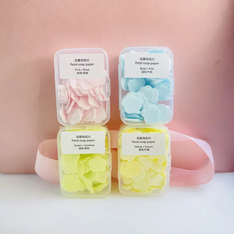 Strawberry Portable Hand Wash Petal Soap Papers Disposable Scented Slice Paper Cleaning Soaps Washing Hands Bath Travel Supplies