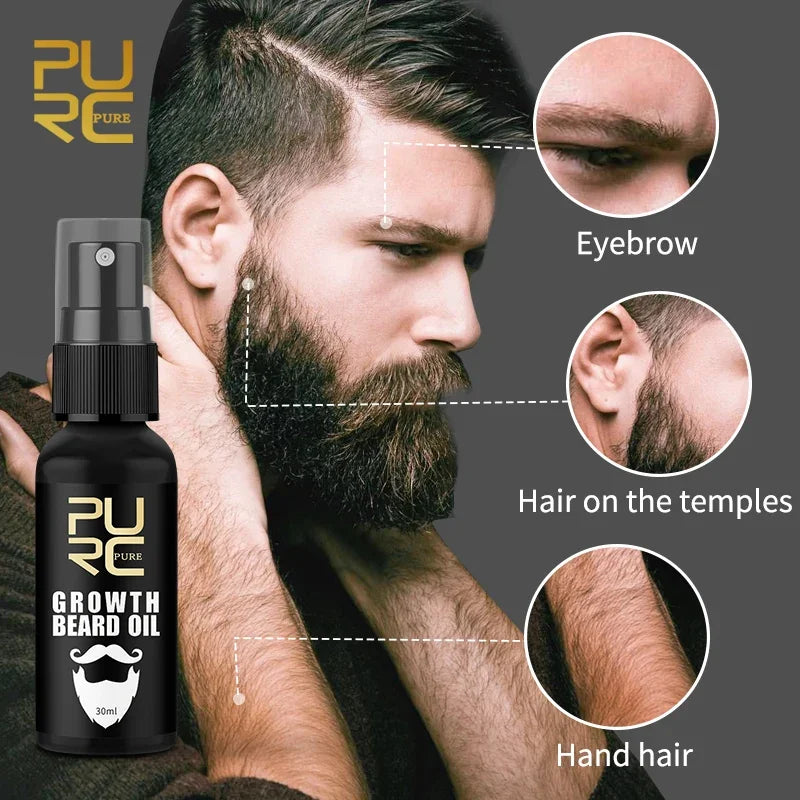 PURC Growth Beard Oil Grow Beard Thicker & More Full Thicken Hair Oil For Men Grooming Treatment Beard Care