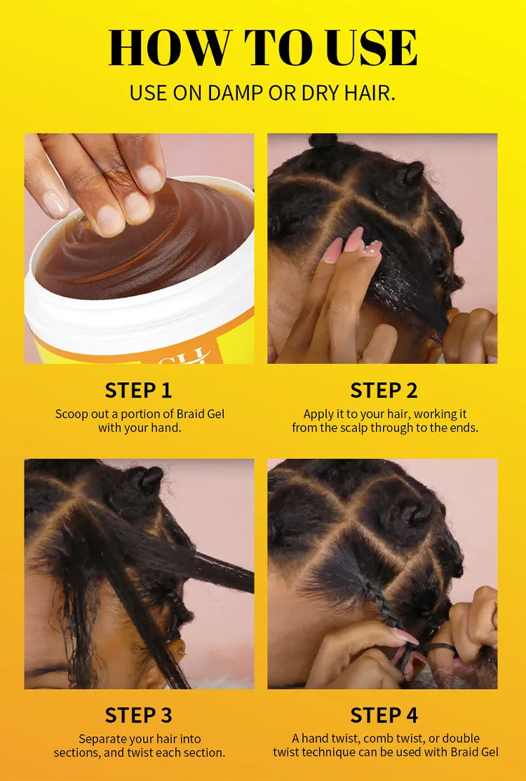 Hot 24 Hour Hold Braid Gel Frizz Control Fixative Oil Cornrow Mousse For Black Women Natural Locks And Twist Hair Styling Wax