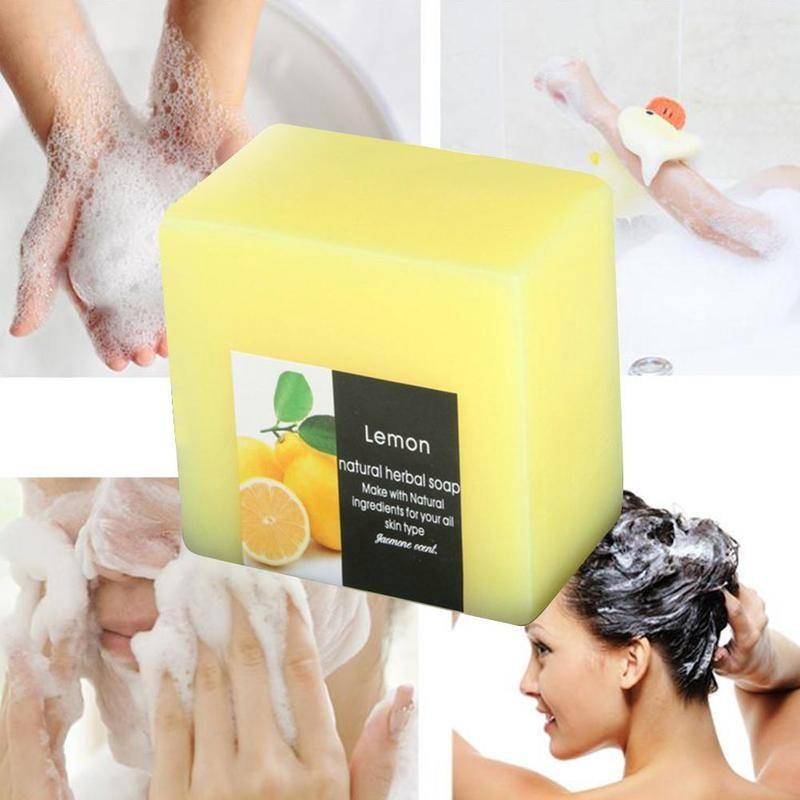 100g Natural Lemon Soap Face Cleanser Oil Control Deep Skin Soap Shower Whitening Care Body Cleaning D3d6