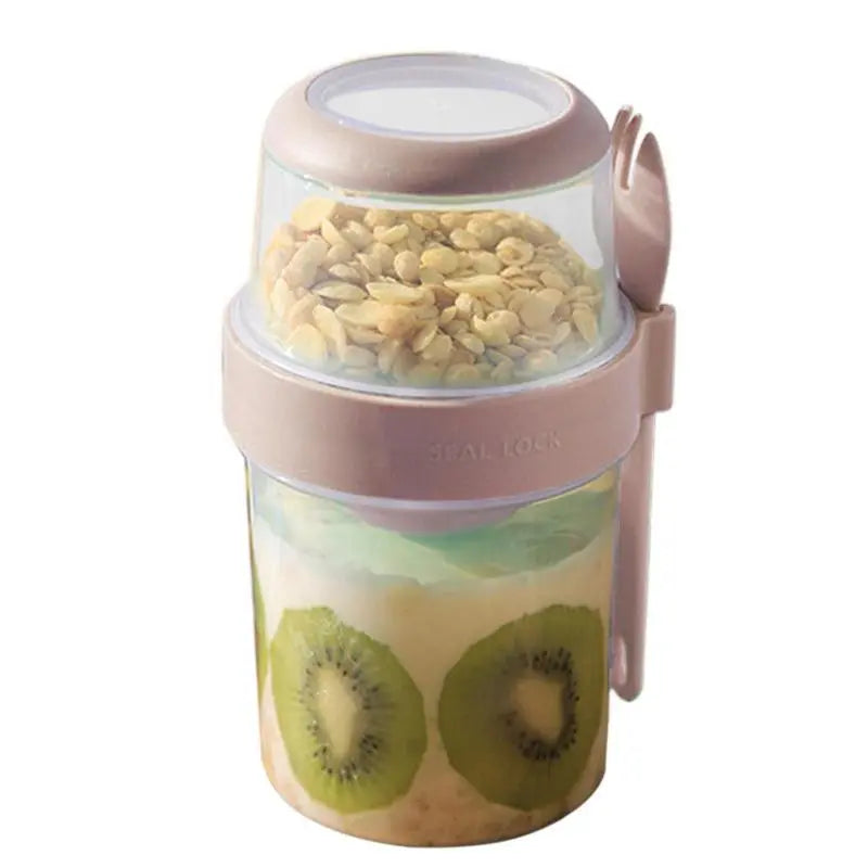 Portable Breakfast Cups Cereal Nut Yogurt Salad Cup Container Set With Lid Spoon Cup Bottle Food Storage Bento Box Lunch Box