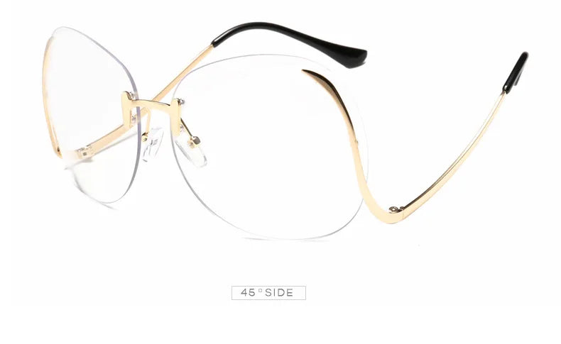 Oversized Rimless Gradient Sunglasses Women Brand Designer Round Sun Glasses Shades Female Big Frames Visor Glasses UV400