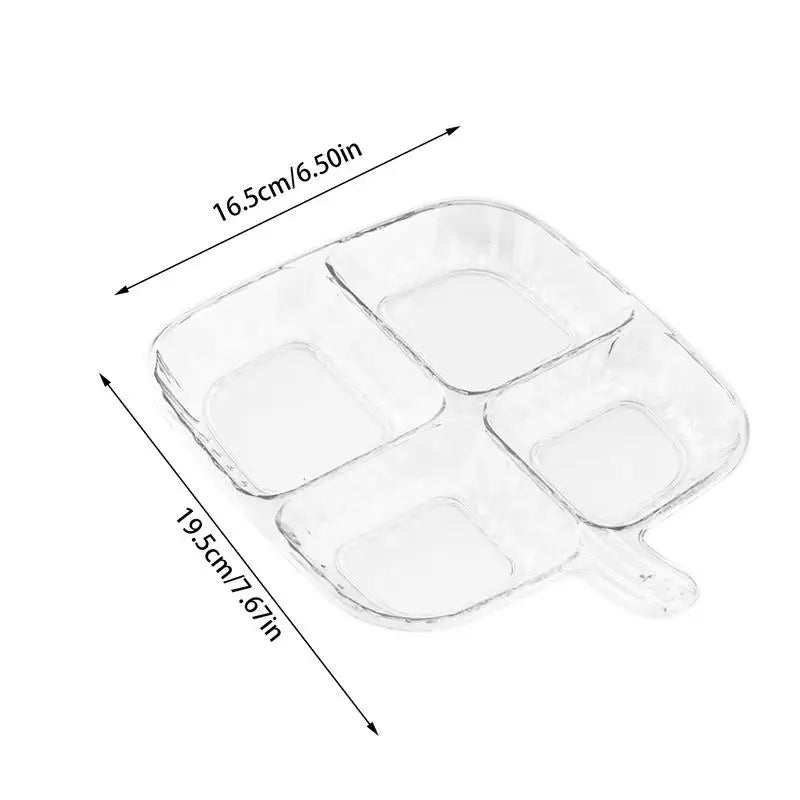 4 Compartment Serving Tray Divided Plate For Snacks Dry Fruits Anti-Scalding Serving Platters Portion Control Dinner Plate